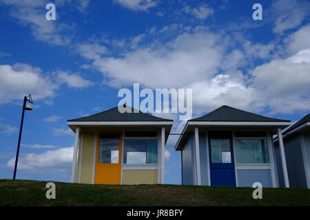 Den schönen Strandhütten der Badeort Mablethorpe in Lincolnshire Stockfoto