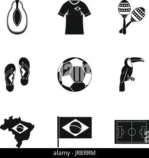 Brazilia-Icon-Set, einfachen Stil Stock Vektor