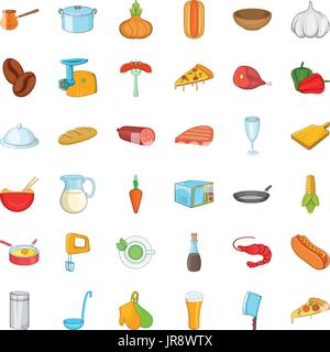 Leckeres Essen Icons Set, Cartoon-Stil Stock Vektor