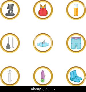 Cartoon-Stil surfen Icons set Stock Vektor