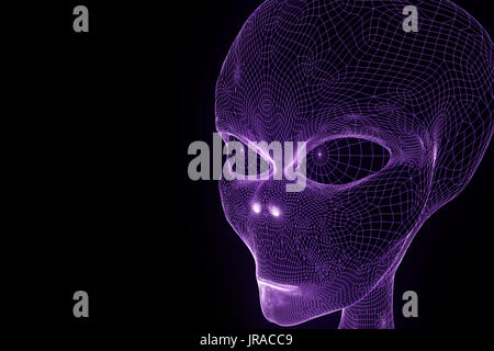 Alien im Hologramm Drahtmodell Stil. Schöne 3D-Rendering Stockfoto