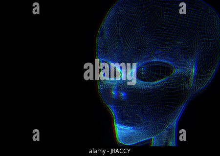 Alien im Hologramm Drahtmodell Stil. Schöne 3D-Rendering Stockfoto
