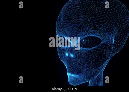 Alien im Hologramm Drahtmodell Stil. Schöne 3D-Rendering Stockfoto