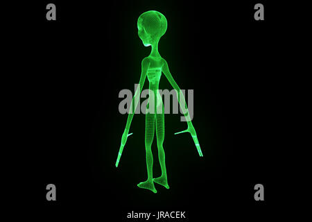 Alien im Hologramm Drahtmodell Stil. Schöne 3D-Rendering Stockfoto