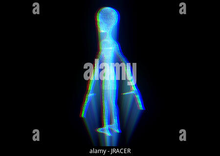 Alien im Hologramm Drahtmodell Stil. Schöne 3D-Rendering Stockfoto