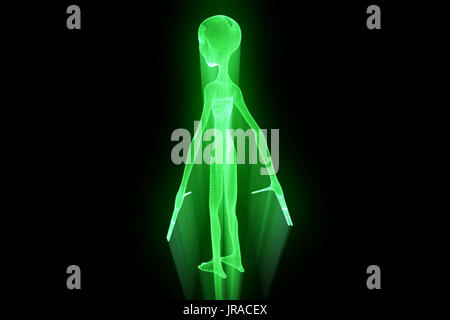 Alien im Hologramm Drahtmodell Stil. Schöne 3D-Rendering Stockfoto