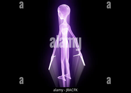 Alien im Hologramm Drahtmodell Stil. Schöne 3D-Rendering Stockfoto