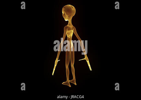 Alien im Hologramm Drahtmodell Stil. Schöne 3D-Rendering Stockfoto