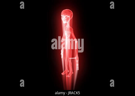 Alien im Hologramm Drahtmodell Stil. Schöne 3D-Rendering Stockfoto