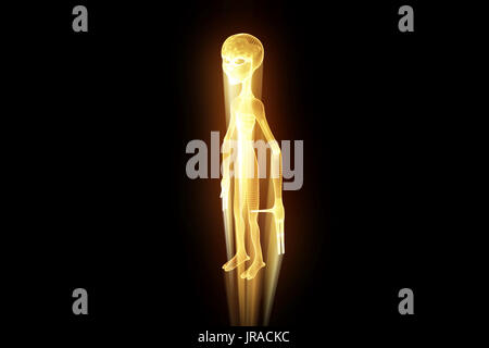 Alien im Hologramm Drahtmodell Stil. Schöne 3D-Rendering Stockfoto