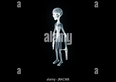 Alien im Hologramm Drahtmodell Stil. Schöne 3D-Rendering Stockfoto