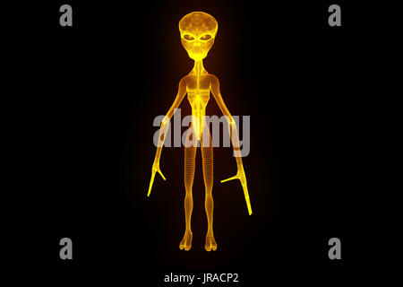 Alien im Hologramm Drahtmodell Stil. Schöne 3D-Rendering Stockfoto