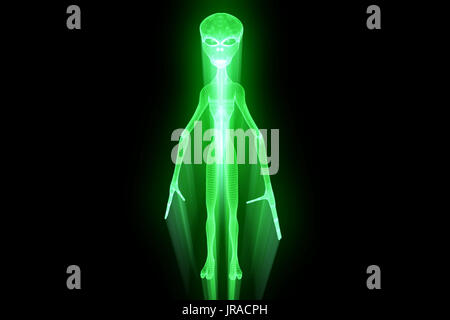 Alien im Hologramm Drahtmodell Stil. Schöne 3D-Rendering Stockfoto