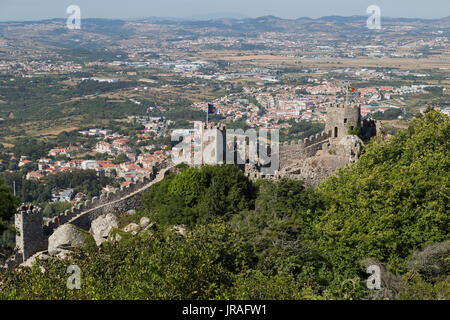 Maurische Burg in Sintra Portugal Stockfoto