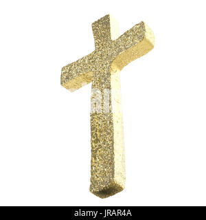 Goldkreuz isoliert auf weiss Stockfoto