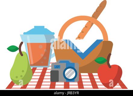 damit verbundenen Symbolbild Picknick Stock Vektor