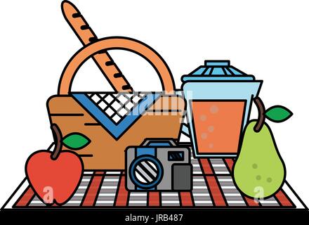 damit verbundenen Symbolbild Picknick Stock Vektor