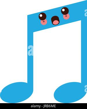 Kawaii Musik Melodie Soundtaste Web Notizsymbol Stock Vektor