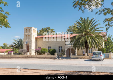 GROOTFONTEIN, NAMIBIA - 20. Juni 2017: Die Neuapostolische Kirche in Grootfontein in der Kavango Region von Namibia Stockfoto