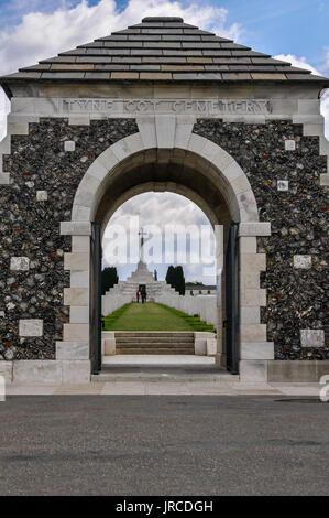 Die ergreifende Atmosphäre des Weltkrieges 1 Commonwealth Friedhof an der Tyne Cot, passchendaele, Zonnebeke, in der Nähe von Ypern in Westflandern, Belgien Stockfoto