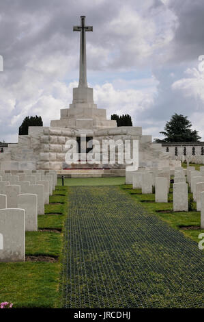 Die ergreifende Atmosphäre des Weltkrieges 1 Commonwealth Friedhof an der Tyne Cot, passchendaele, Zonnebeke, in der Nähe von Ypern in Westflandern, Belgien Stockfoto