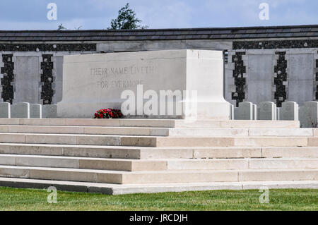 Die ergreifende Atmosphäre des Weltkrieges 1 Commonwealth Friedhof an der Tyne Cot, passchendaele, Zonnebeke, in der Nähe von Ypern in Westflandern, Belgien Stockfoto