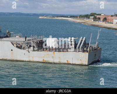 Das Heck der USS philippinischen Meer eine Glight II ticonderoga Klasse Kreuzer der United States Navy. Stockfoto