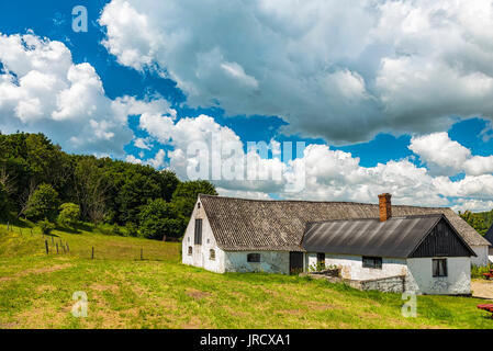 Eine schwedische Bauernhaus auf dem Land in der Nähe von Ales stenar. Stockfoto