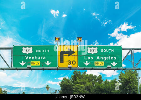 101 Autobahn Kreuzung Zeichen in Los Angeles, Kalifornien Stockfoto