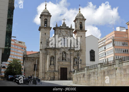 Die St. Georg Kirche (Iglesia de San Jorge) Fassade in Galizien Hauptstadt La Coruña Stockfoto