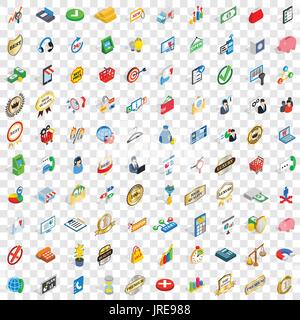 100 Business Icons Sets, isometrischen 3d Stil Stock Vektor