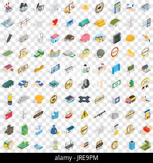 100 Firmen Icons Set, isometrischen 3d Stil Stock Vektor