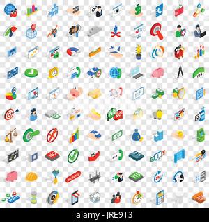 100 kreative Icons Set, isometrischen 3d Stil Stock Vektor