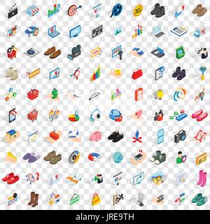 100 kreative marketing Icons Set, isometrische Stil Stock Vektor