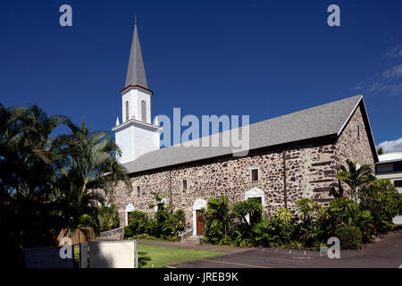 HI 00451-00 ... Hawai'i-Mokuaikaua Church in Kailua-Kona Kona Aloha entlang der Küste auf der Insel Hawai'i. Stockfoto