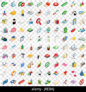 100 Gesetz Icons Set, isometrischen 3d Stil Stock Vektor