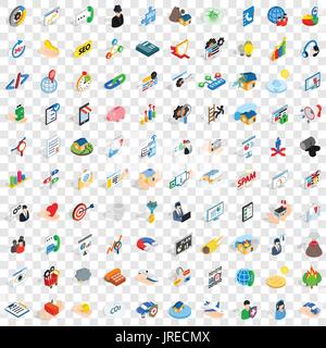 100 Partnerschaft Icons Set, isometrischen 3d Stil Stock Vektor
