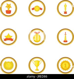 Sieg-Icons set, cartoon-Stil Stock Vektor