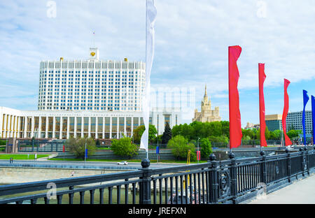 Moskau, Russland - 11. MAI 2017: Moskau mit Fahnen für den Sieg Tag eingerichtet, am 11. Mai in Moskau Stockfoto