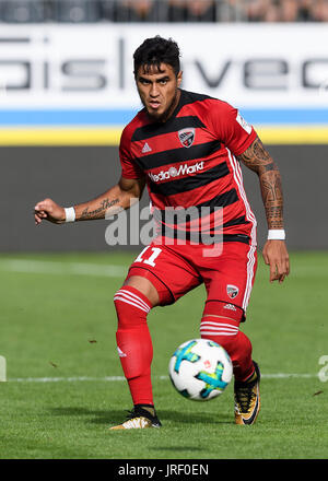 Dario Lezcano (Ingolstadt) Einzelaktion, Freisteller.  GES / Fussball / 2. Bundesliga: SV Sandhausen - FC Ingolstadt, 04.08.2017--Fußball / Fußball 2. Liga: SV Sandhausen Vs FC Ingolstadt, Sandhausen, 4. August 2017--| Verwendung weltweit Stockfoto