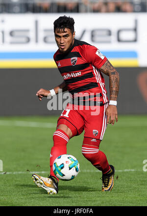 Dario Lezcano (Ingolstadt) Einzelaktion, Freisteller.  GES / Fussball / 2. Bundesliga: SV Sandhausen - FC Ingolstadt, 04.08.2017--Fußball / Fußball 2. Liga: SV Sandhausen Vs FC Ingolstadt, Sandhausen, 4. August 2017--| Verwendung weltweit Stockfoto