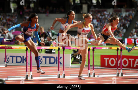 London, Vereinigtes Königreich. 5. August 2017. Erica Bougard, Katarina Johnson Thompson, Carolin Schäfer & Katerina Cachova 100 m Hürden, Siebenkampf Iaaf World Athletics 2017 London Stam, London, England-5. August 2017-Credit: Allstar-Bibliothek/Alamy Live News Bildnachweis: Allstar Bildnachweis Bibliothek/Alamy Live-Nachrichten: Allstar Bildnachweis Bibliothek/Alamy Live-Nachrichten: Allstar Bildnachweis Bibliothek/Alamy Live-Nachrichten: Allstar Bild Bibliothek/Alamy Live-Nachrichten Stockfoto