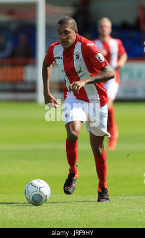 Brackley, UK. 5. August 2017. Brackley, UK. 5. August 2017. Brackley Stadt Lee Ndlovu in Brackley Stadt V FC United auf Samstag, 5. August 2017 Credit: Leila Coker/Alamy Live News Stockfoto