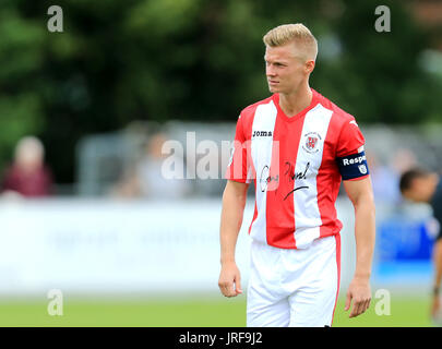 Brackley, UK. 5. August 2017. Brackley Stadt Gareth Dean in Brackley Stadt V FC United auf Samstag, 5. August 2017 Credit: Leila Coker/Alamy Live News Stockfoto