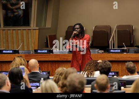 Vereinte Nationen, New York, USA, nahm 27. Juli 2017 - Musiker und Aktivist Emmanuel Jal auf der 7. jährlichen NEXUS Global Summit auf Innovative Philanthropie und Social Entrepreneur Schiff heute am Hauptsitz UNO in New York City. Foto: Luiz Rampelotto/EuropaNewswire | weltweite Nutzung Stockfoto