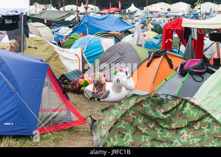 Kostrzyn nad Odra, Polen 4. August 2017 Polen Woodstock-Festival ist das größte Musikfestival in Polen. Kostrzyn zieht jedes Jahr etwa 200 Tausend Menschen. Magda Pasiewicz/Alamy Live-Nachrichten Stockfoto