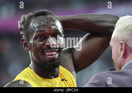 Queen Elizabeth Olympic Park, London, UK. 5. August 2017. IAAF Weltmeisterschaften.  Samstag. 100m Finale. Usain Bolt beendet Dritte. Bildnachweis: Matthew Chattle/Alamy Live-Nachrichten Stockfoto