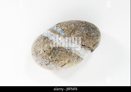 Stein aus dem Meer auf Weiß Stockfoto