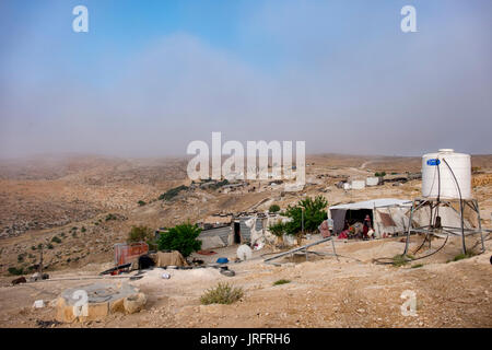 Einen kleinen palästinensischen Dorf in den südlichen Hebron Hügeln in den Besetzten Gebieten der West Bank Stockfoto