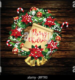 Weiße Karte mit Adventskranz und Bogen Stock Vektor